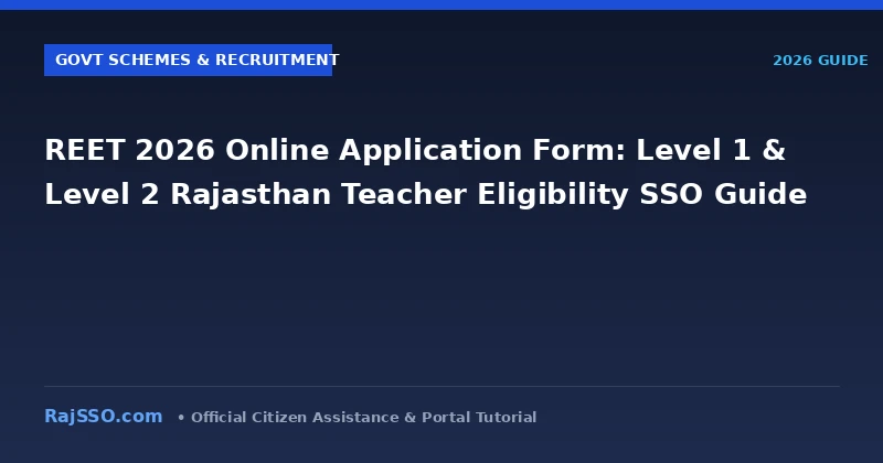 REET 2026 Online Application Form: Level 1 & Level 2 Rajasthan Teacher Eligibility SSO Guide